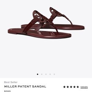 Tory Burch Miller Patent Thong Sandal - Burgundy